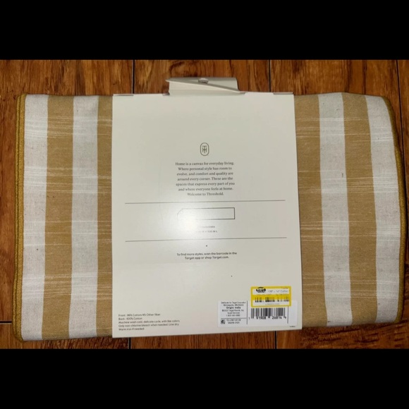 Threshold Yellow Clipped Stripe Table Runner Extended Length 14" x 108" New - Picture 2 of 3